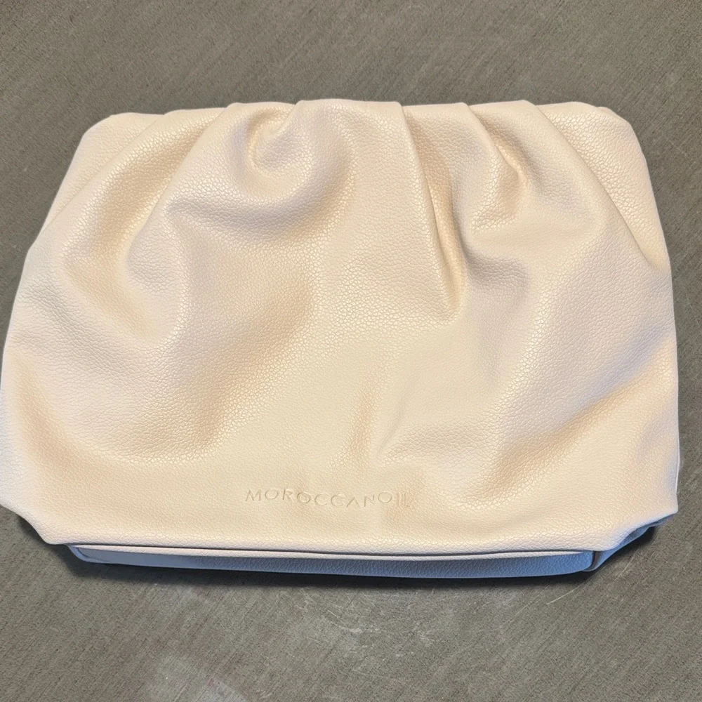 Moroccanoil Soft Cream Gathered Leather Clutch